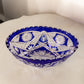 Vintage Cobalt Cut to Clear Oval Crystal Bowl