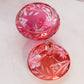 Vintage Cranberry & Clear Crystal Lidded 3-Toed Dish