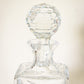 Vintage Crystal Decanter Set with Faceted Stopper & 2 Glasses