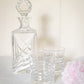 Vintage Crystal Decanter Set with Faceted Stopper & 2 Glasses