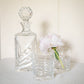 Vintage Crystal Decanter Set with Faceted Stopper & 2 Glasses