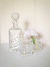 Vintage Crystal Decanter Set with Faceted Stopper & 2 Glasses