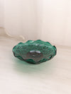 Vintage Dark Green Glass Footed Moon & Star Dish with Scalloped Edge