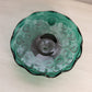 Vintage Dark Green Glass Footed Moon & Star Dish with Scalloped Edge