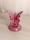 Vintage Dark Pink Fenton Glass Butterfly Ring Holder Figurine