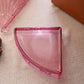 Vintage Dark Pink Glass Lidded Fan-Shaped Dish