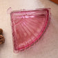 Vintage Dark Pink Glass Lidded Fan-Shaped Dish