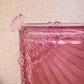 Vintage Dark Pink Glass Lidded Fan-Shaped Dish