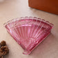 Vintage Dark Pink Glass Lidded Fan-Shaped Dish
