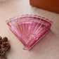 Vintage Dark Pink Glass Lidded Fan-Shaped Dish