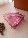 Vintage Dark Pink Glass Lidded Fan-Shaped Dish