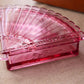 Vintage Dark Pink Glass Lidded Fan-Shaped Dish
