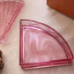 Vintage Dark Pink Glass Lidded Fan-Shaped Dish