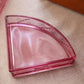 Vintage Dark Pink Glass Lidded Fan-Shaped Dish