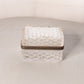 Vintage Textured Rectangular Crystal Casket with Metal Details
