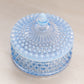 Vintage Duncan & Miller Blue Opalescent Glass Hobnail Lidded Jar