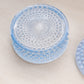 Vintage Duncan & Miller Blue Opalescent Glass Hobnail Lidded Jar