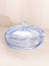 Vintage Duncan & Miller Glass Medium Caribbean Light Blue Wavy Lidded Dish