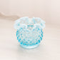 Vintage Extra Small Blue Opalescent Glass Ruffled Hobnail Vase