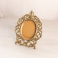 Vintage Extra Small Brass Standing Picture Frame with Fancy Designs