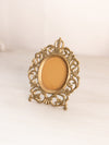 Vintage Extra Small Brass Standing Picture Frame with Fancy Designs