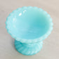 Vintage Extra Small Mini Light Blue Milk Glass Compote Dish