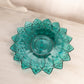 Vintage Federal Petal Teal Blue Glass Flower Plate or Platter