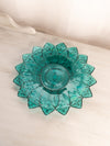Vintage Federal Petal Teal Blue Glass Flower Plate or Platter