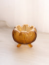 Vintage Fenton Amber Opalescent Glass Drape 3-Toed Bowl
