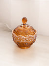 Vintage Fenton Amber Opalescent Glass Lily of The Valley Lidded Dish