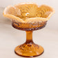 Vintage Fenton Amber Opalescent Glass Scroll & Eye Compote