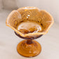 Vintage Fenton Amber Opalescent Glass Scroll & Eye Compote