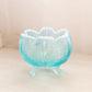 Vintage Fenton Aqua Blue Opalescent Glass Drape 3-Toed Bowl