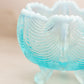 Vintage Fenton Aqua Blue Opalescent Glass Drape 3-Toed Bowl