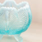 Vintage Fenton Aqua Blue Opalescent Glass Drape 3-Toed Bowl