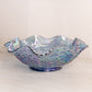 Vintage Fenton Blue Carnival Glass Cherry Chain Ruffled Bowl