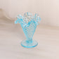 Vintage Fenton Blue Glass Hobnail Mini Cone Shaped Vase