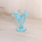 Vintage Fenton Blue Glass Hobnail Mini Cone Shaped Vase