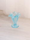 Vintage Fenton Blue Glass Hobnail Mini Cone Shaped Vase