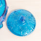 Vintage Fenton Blue Glass Rose Floral Lidded Compote