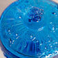 Vintage Fenton Blue Glass Rose Floral Lidded Compote