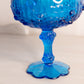 Vintage Fenton Blue Glass Rose Floral Lidded Compote