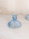 Vintage Fenton Blue Iridescent Glass Fancy Candleholder