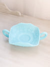 Vintage Fenton Blue Matte Glass Butterfly Dish with 2 Handles