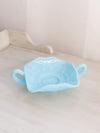 Vintage Fenton Blue Milk Glass Glass Butterfly Dish with 2 Handles