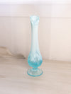 Vintage Fenton Blue Opalescent Glass Footed Lily of The Valley Vase