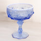 Vintage Fenton Blue Opalescent Glass Rose Floral Compote (Missing Lid)