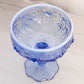 Vintage Fenton Blue Opalescent Glass Rose Floral Compote (Missing Lid)