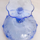 Vintage Fenton Blue Opalescent Glass Rose Floral Compote (Missing Lid)