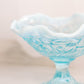 Vintage Fenton Blue Opalescent Water Lily Compote